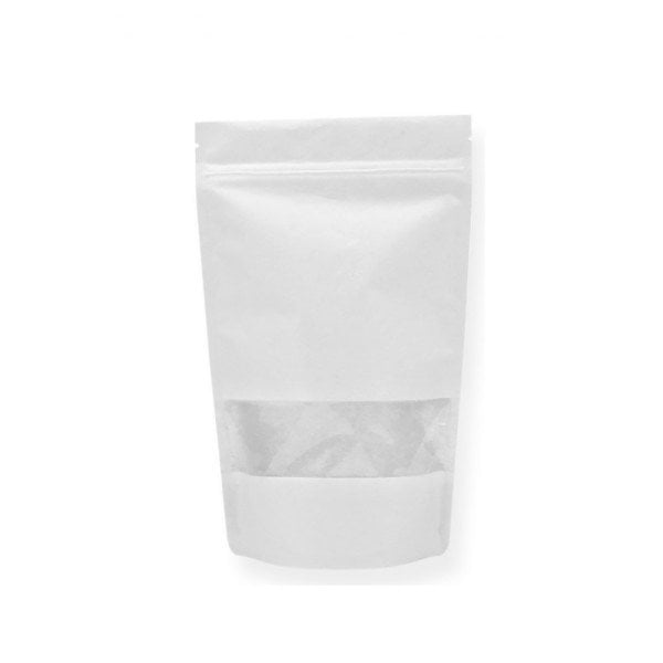 Beyaz Kraft Pencereli Kilitli Doypack 16x27 cm