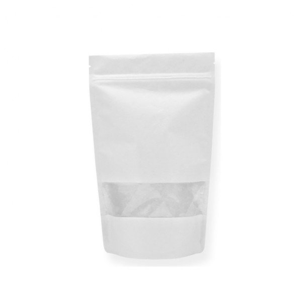 Beyaz Kraft Pencereli Kilitli Doypack 16x27 cm
