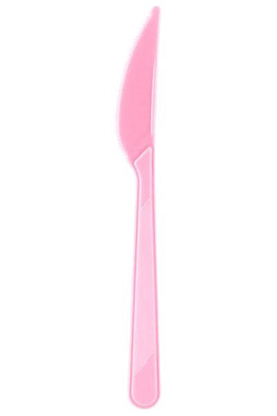 Pembe Lüks Plastik Bıçak 25'Li