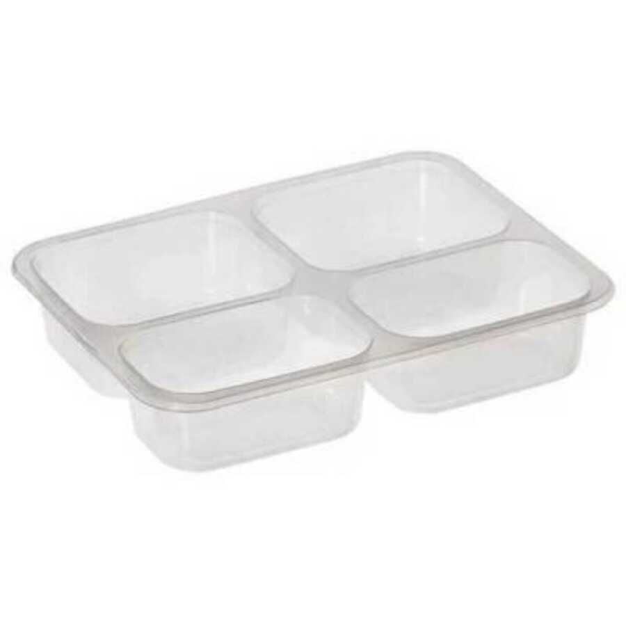 4 Bölmeli Film Yapıştırmalı Şeffaf Gıda Kabı