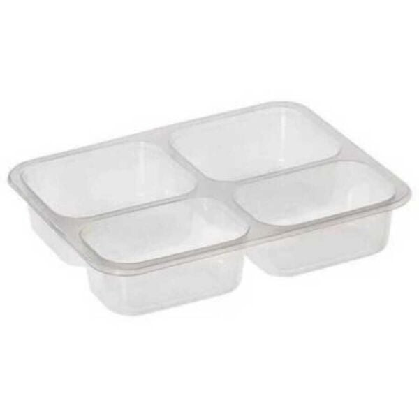 4 Bölmeli Film Yapıştırmalı Şeffaf Gıda Kabı