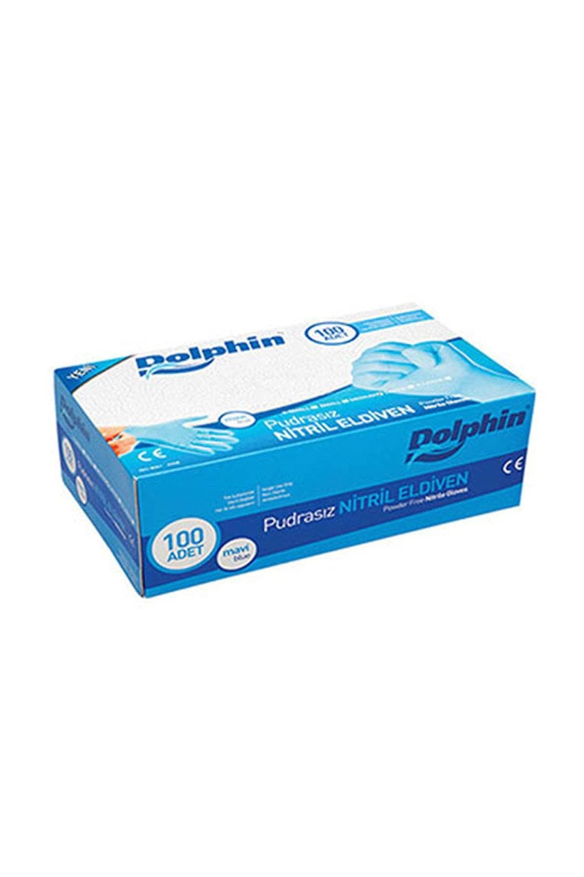 Dolphin Mavi Nitril Eldiven Pudrasız (M) 100lü Paket