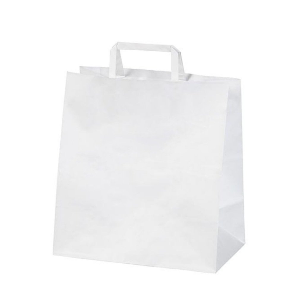 İçten Saplı Beyaz Kağıt Çanta 28 x 29 x 17 cm