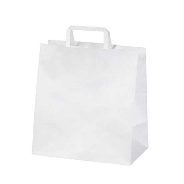 İçten Saplı Beyaz Kağıt Çanta 28 x 29 x 17 cm