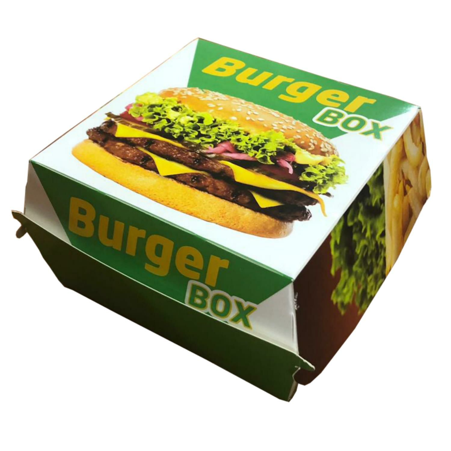 Hamburger Kutusu Orta Boy 12x12x7cm (DESENLİ) Paket 100 Adet