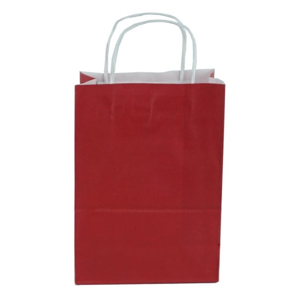 Bordo Burgu Saplı Büyük Boy Kağıt Çanta 32x40x12 cm