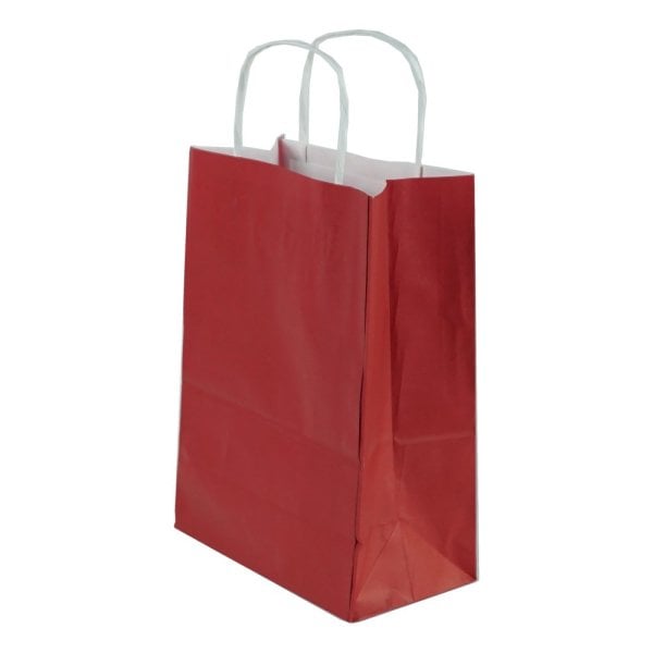 Bordo Burgu Saplı Büyük Boy Kağıt Çanta 32x40x12 cm