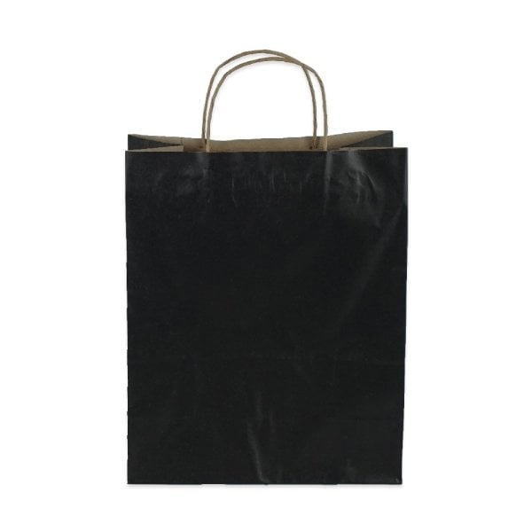 Siyah Burgu Saplı Orta Boy Kağıt Çanta 25x31x12 cm