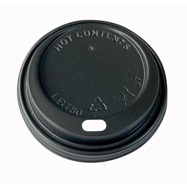 8-9-12 oz Plastik Sıcak İçecek Kapağı Düz Siyah 1000 Adet
