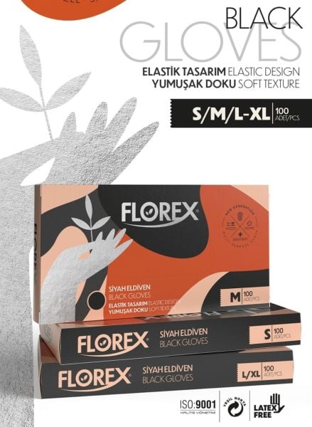 Florex Eldiven Siyah 100'lü Paket
