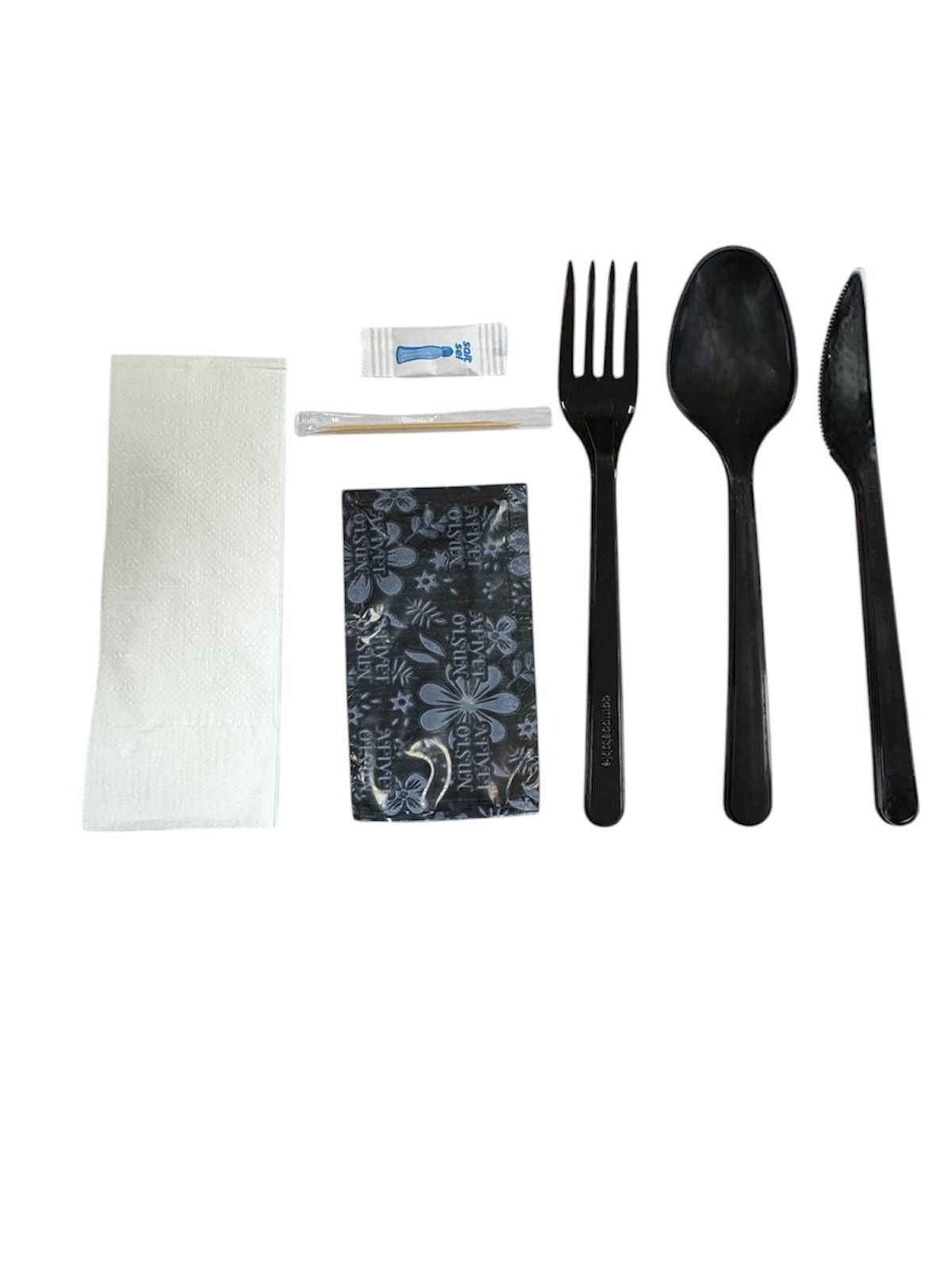 7'lı Lüks Siyah Çatal Bıçak Kaşık Yemek Seti 500 Adet
