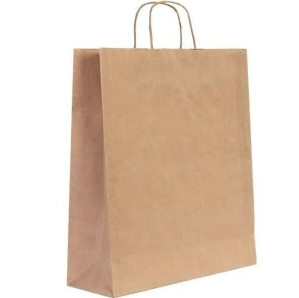 Burgu Saplı Kraft Kağıt Çanta 32 x 38 x 16 cm Koli 250 Adet