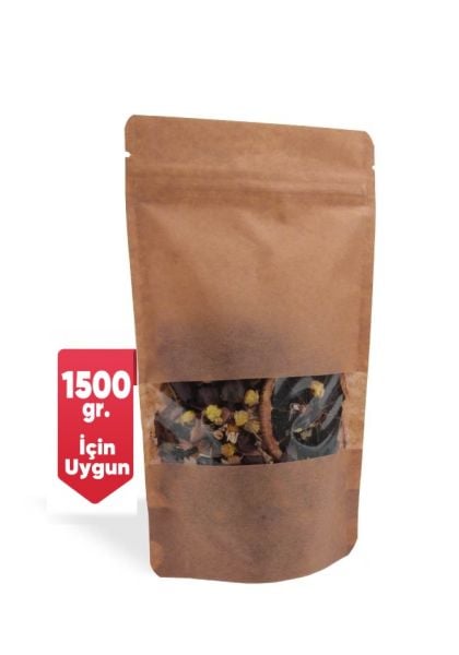 Kraft Pencereli Kilitli Doypack 25x34cm