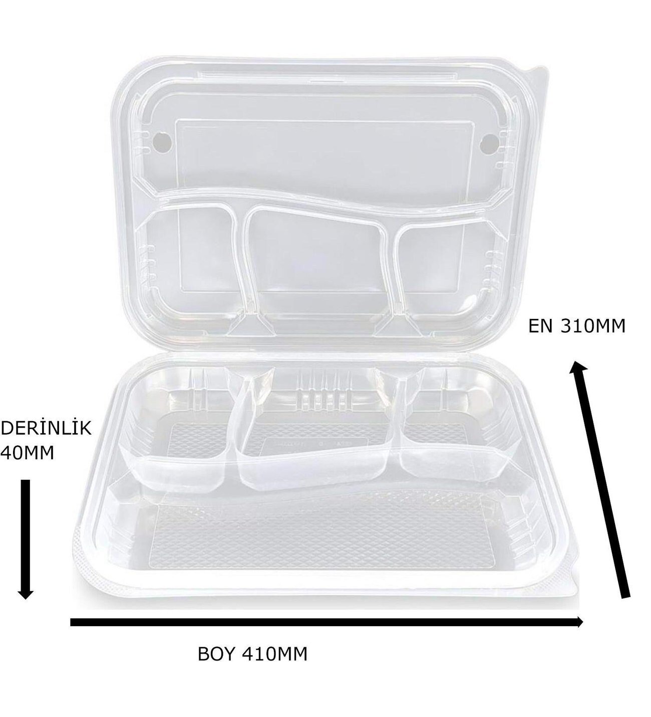4 Bölmeli Kapaklı Kebap Kabı 75 Adet