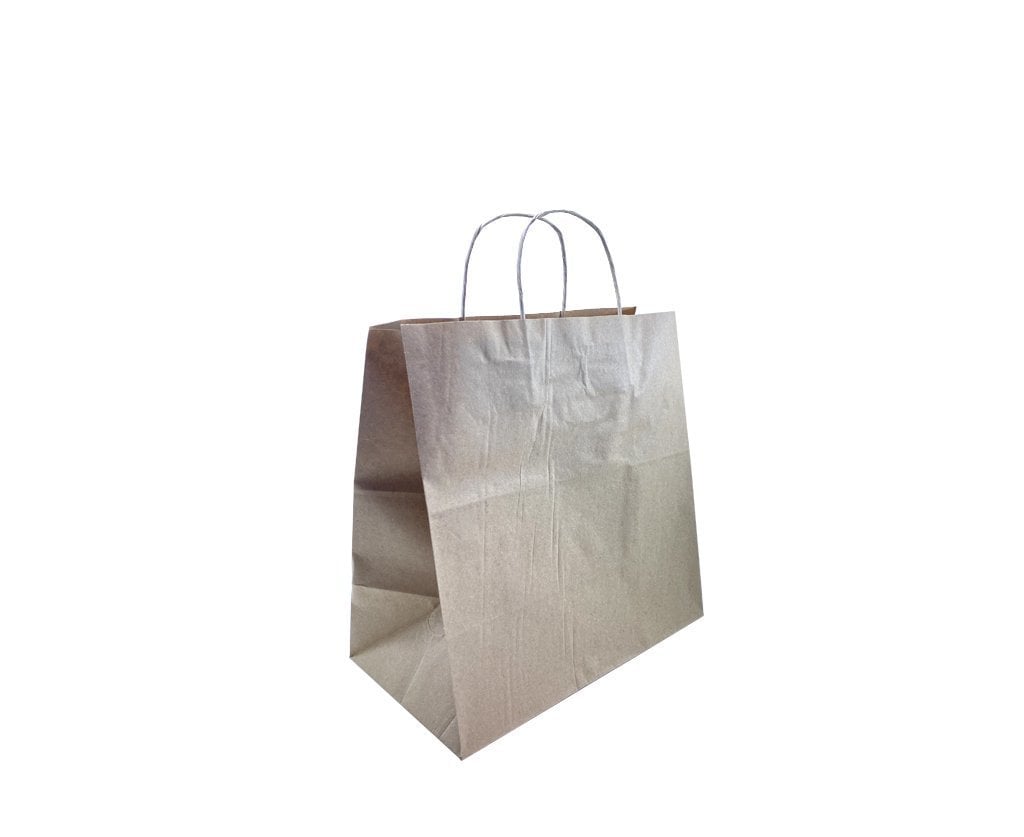 Burgu Saplı Kraft Kağıt Çanta 28 X 29 X 17 cm