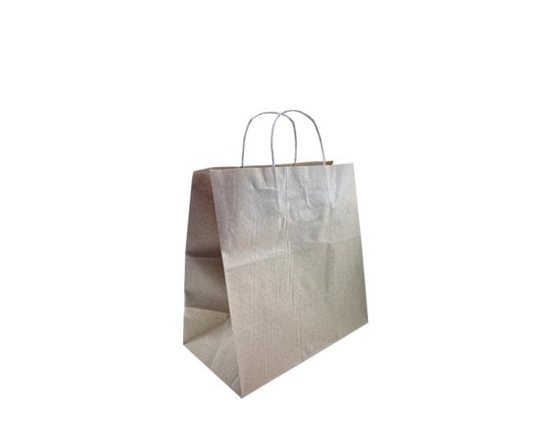 Burgu Saplı Kraft Kağıt Çanta 28 X 29 X 17 cm